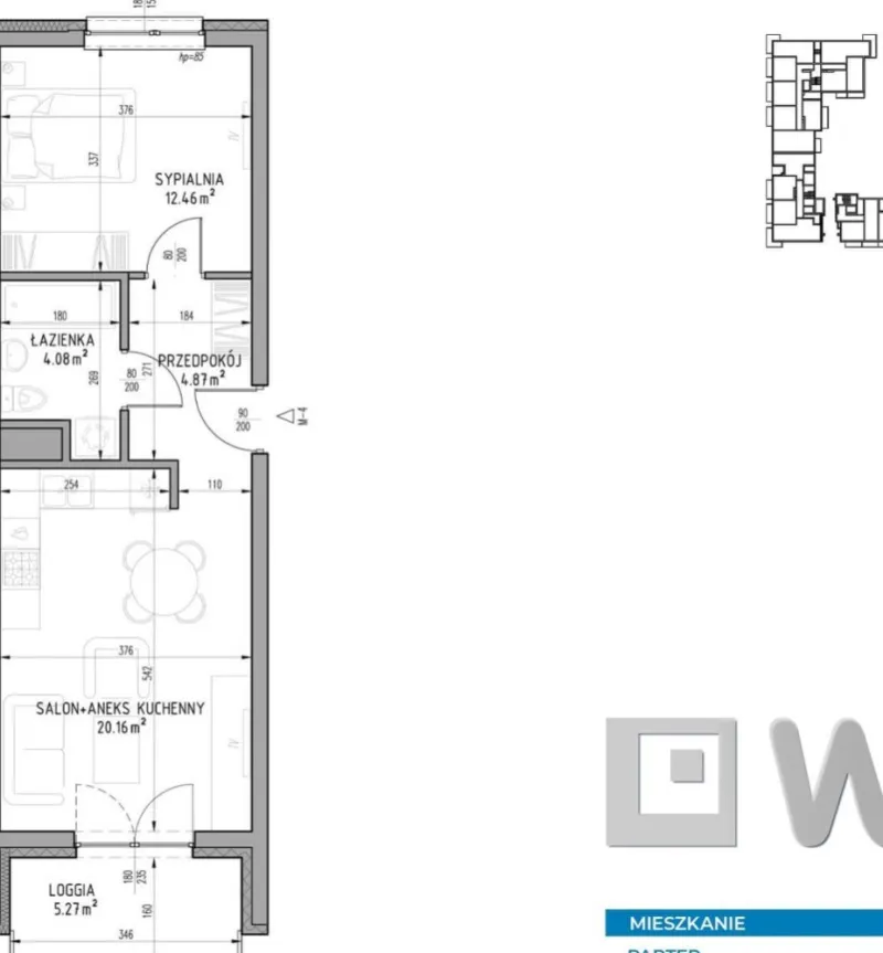 Mieszkanie na  sprzedaż Lublin - Mieszkanie 41,57 m2 z loggią, Wrotków, Lublin
